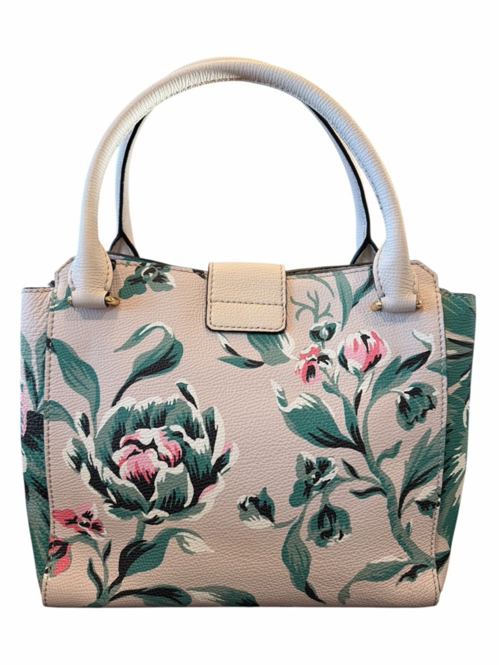 Burberry Pink Floral Leather Satchel with Green Accents - Picture 8 of 15